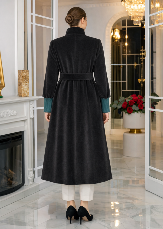 1391 مانطو فرنسي فرو ارنب - رمادي