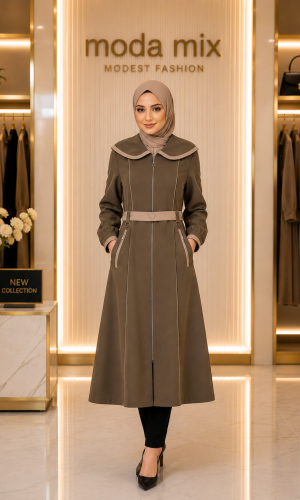 ترانشكوت براشوات مبطن بطانة ساتان 1241 - بني