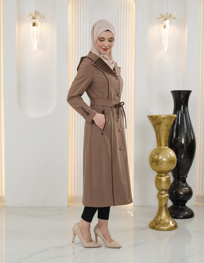 1243  ترانشكوت قبة و نص - Beige