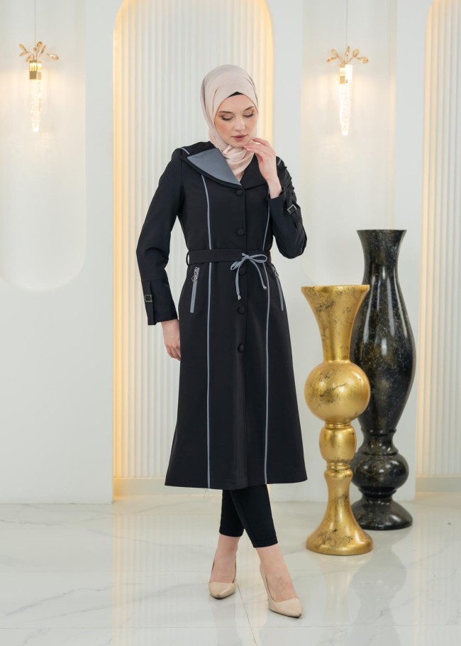 1243  ترانشكوت قبة و نص - اسود