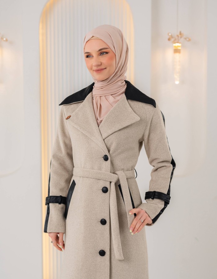 1394 ترانشكوت جوخ وجلد - beige