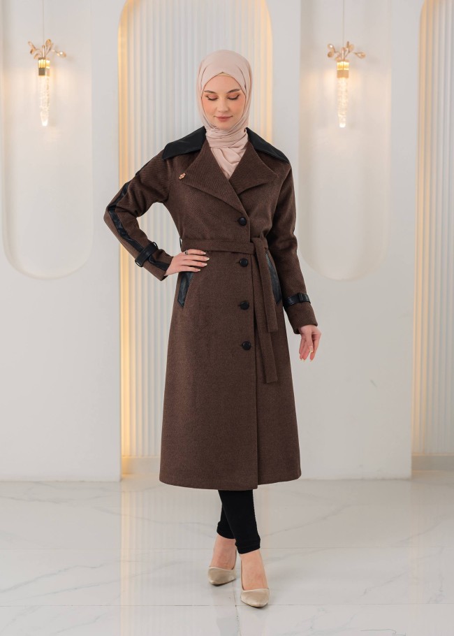 1394 ترانشكوت جوخ وجلد - brown