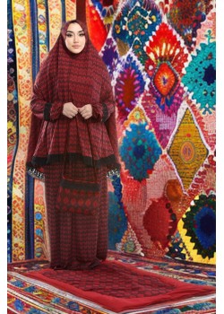 طقم صلاة ساندي مع سجادة مبطنة 701 - خمري