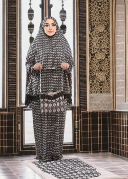 طقم صلاة ليكرا ساندي مع حقيبة للمصحف وسجادة 701 - بيج