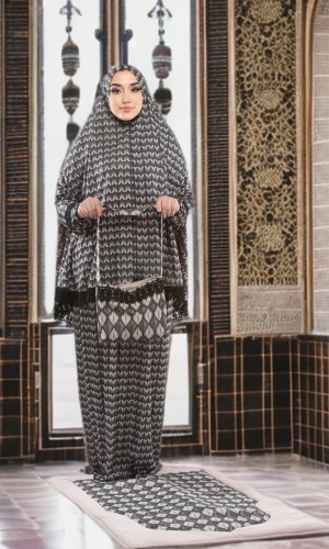 طقم صلاة ليكرا ساندي مع حقيبة للمصحف وسجادة 701 - بيج