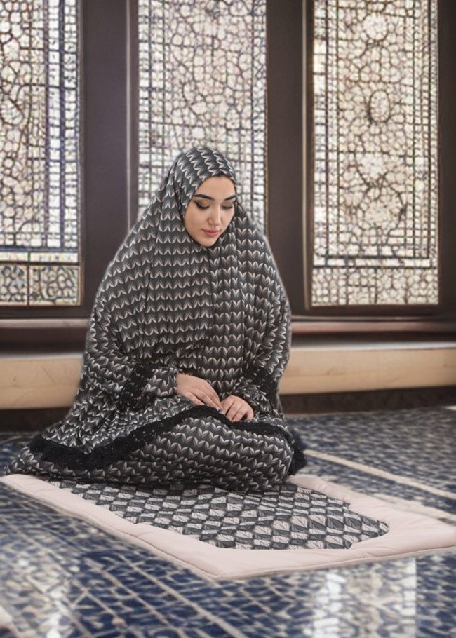 طقم صلاة ساندي مع سجادة مبطنة 701 - بيج