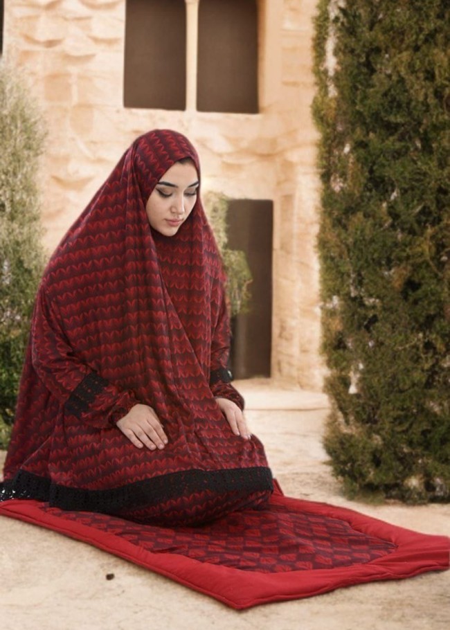 طقم صلاة ساندي مع سجادة مبطنة 701 - خمري