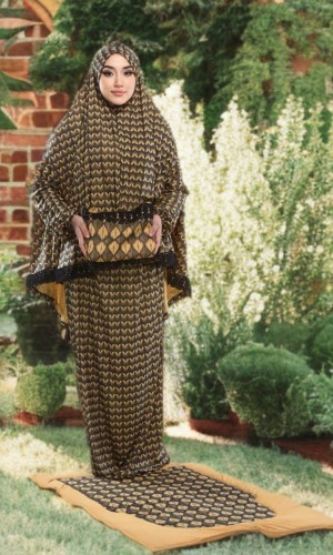 طقم صلاة ليكرا ساندي مع حقيبة للمصحف وسجادة 701 - اصفر