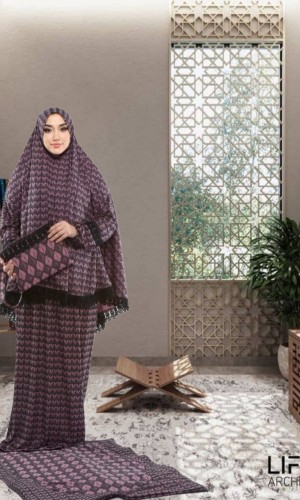 طقم صلاة ليكرا ساندي مع حقيبة للمصحف وسجادة 701 - موف