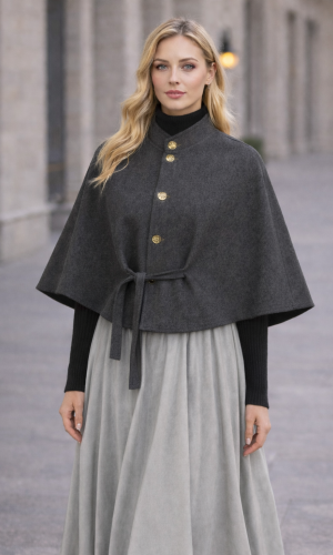 كاب نسائي جوخ فاخر بدون أكمام 1281 - رمادي