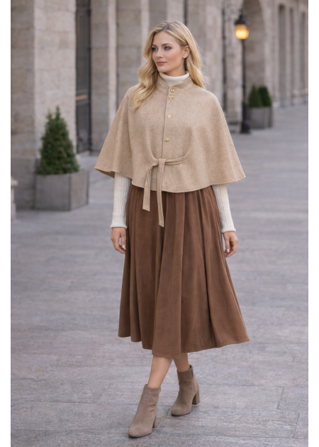 Women's Premium Sleeveless Flannel Cape 1281 - beige - HIJAB
