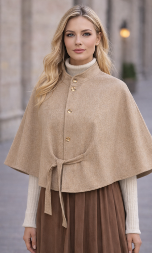 كاب نسائي جوخ فاخر بدون أكمام 1281 - بيج