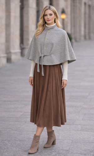 كاب نسائي جوخ فاخر بدون أكمام 1281 - فضي