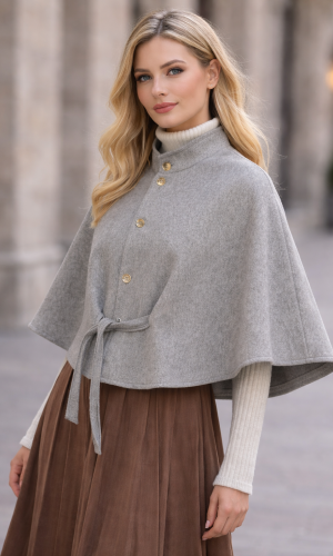 كاب نسائي جوخ فاخر بدون أكمام 1281 - فضي