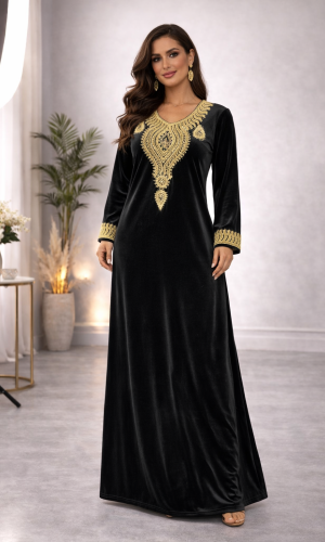 كلابية مخمل مطرزة بلمسة ملكية 300  - اسود