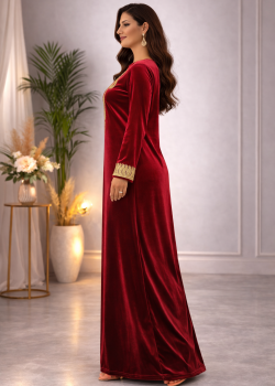 كلابية مخمل مطرزة بلمسة ملكية 300  - خمري