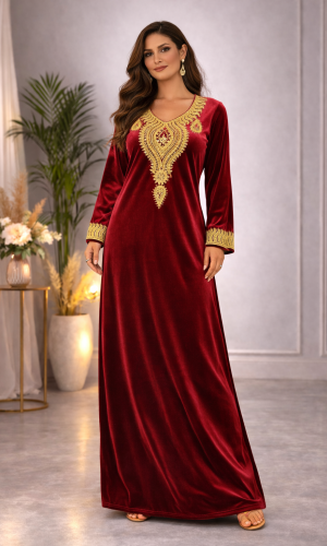 كلابية مخمل مطرزة بلمسة ملكية 300  - خمري