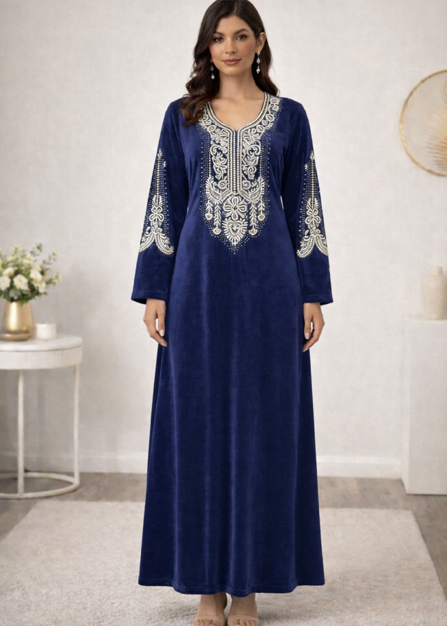 301 كلابية مخمل الماز  - كحلي