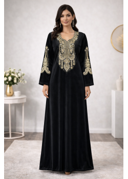 كلابية مخمل مطرزة بتصميم عصري 301  - اسود