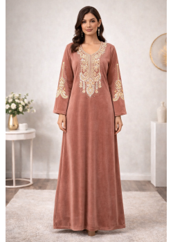 كلابية مخمل مطرزة بتصميم عصري 301  - بودرة