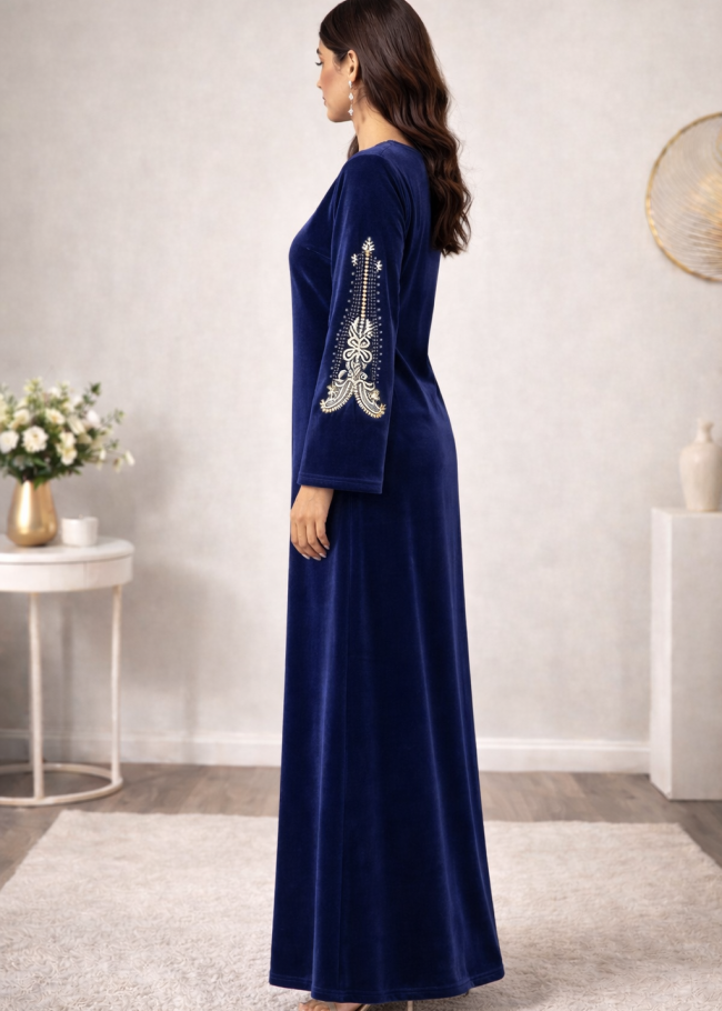 301 كلابية مخمل الماز  - كحلي