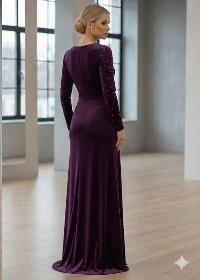 4004 فستان مخمل  - Lila