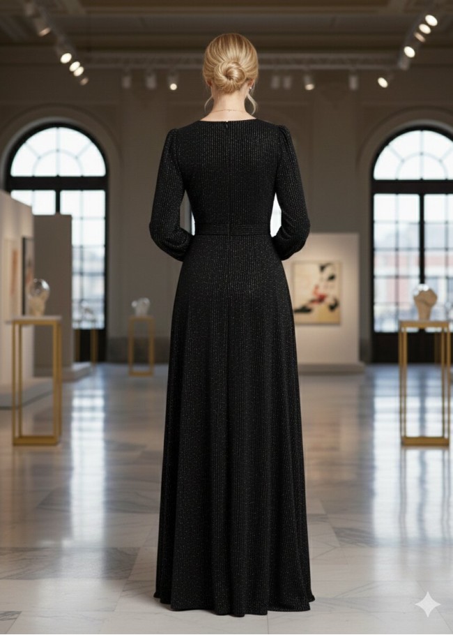 4006 فستان مخمل  - Schwarz