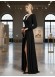 Funkelndes Abendkleid mit hohem Beinschlitz 4006  - Schwarz