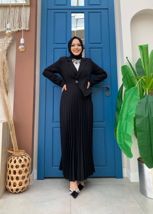 4008 فستان كريب  - black