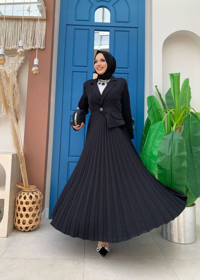 4008 فستان كريب  - black