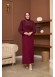 Elegant Modest Evening Dress with Draped Neck and Crystals 4009 - burgundy