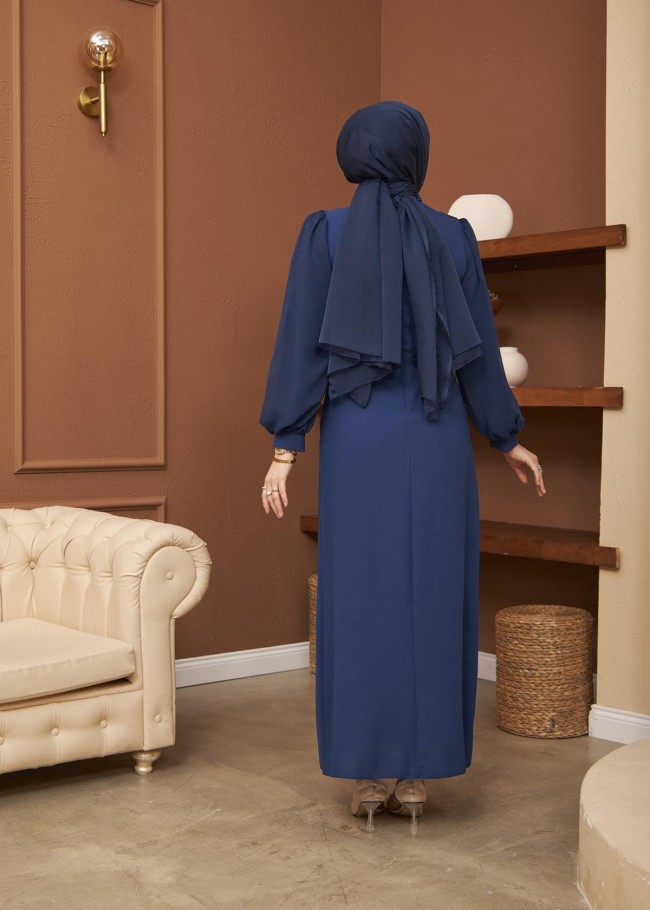 4009 فستان شيفون - deep blue
