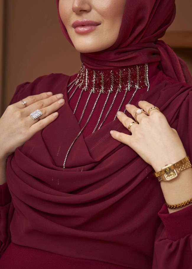 4009 فستان شيفون - خمري