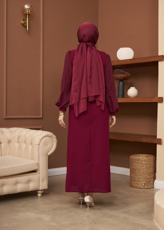 4009 فستان شيفون - خمري