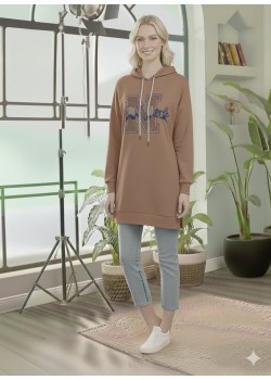 Long Cotton Hoodie - Wide European Fit 101 - ivory