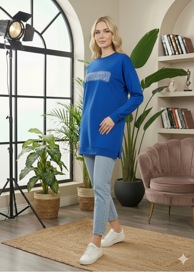 103 تونيك كتابة ع الصدر - blue