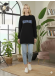 Long Cotton Sweatshirt with Stylish Print 103 - black