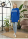 Long Cotton Sweatshirt with Stylish Print 103 - blue