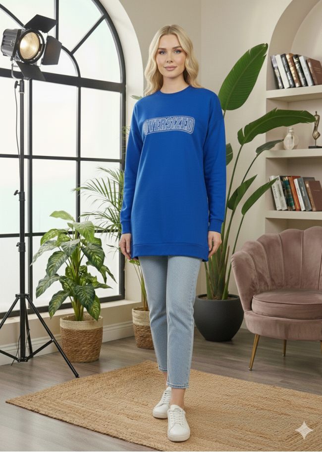 103 تونيك كتابة ع الصدر - blue