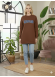 Long Cotton Sweatshirt with Stylish Print 103 - brown