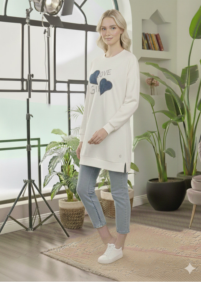 104 تونيك قلبين و girl - white