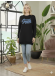 Long Cotton Sweatshirt with Trendy Print 106 - black