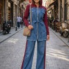 4310 طقم طلعة جينز - خمري