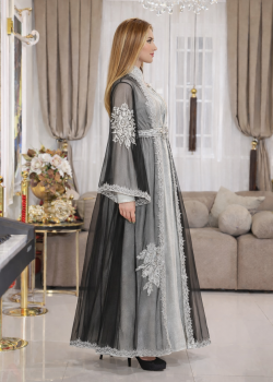 قفطان رش السكر الفاخر 4124  - فضي