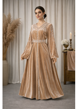 قفطان مخمل "دبلين" كلوش فاخر 4125 - ذهبي