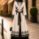 Luxuriöser zweiteiliger Kaftan mit Plissee 4127 - Schwarz