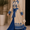 Luxuriöser zweiteiliger Kaftan mit Plissee 4127 - Babyblau