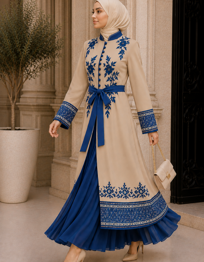 قفطان كريب 4127  - Babyblau