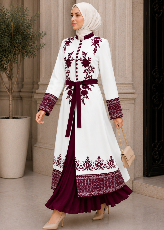قفطان كريب 4127  - احمر