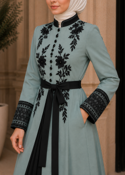 Luxuriöser zweiteiliger Kaftan mit Plissee 4127 - Mint